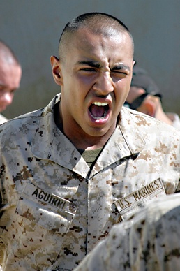 Company G recruits use new gas mask in confidence chamber