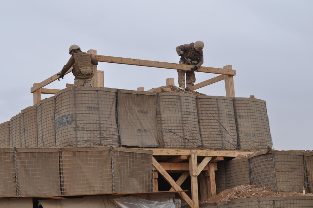 Seabees build a security tower