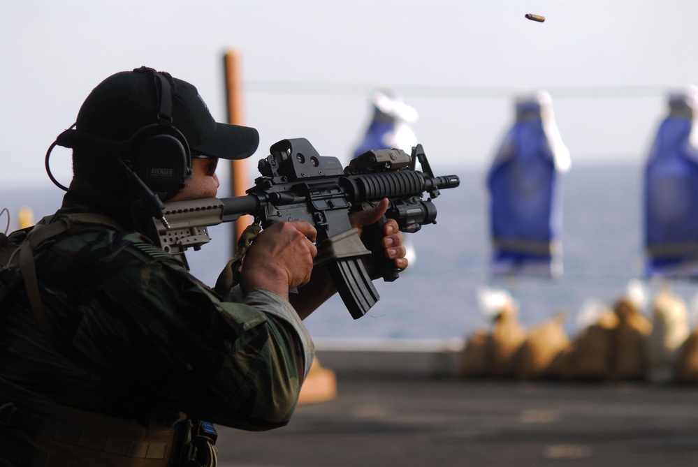 USS Ronald Reagan Sailors Conduct Weapons Familiarization