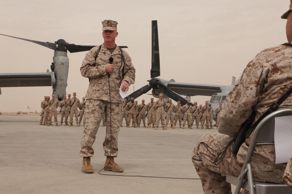 Marine Corps Osprey Squadron Welcomes New Leader in Afghanistan
