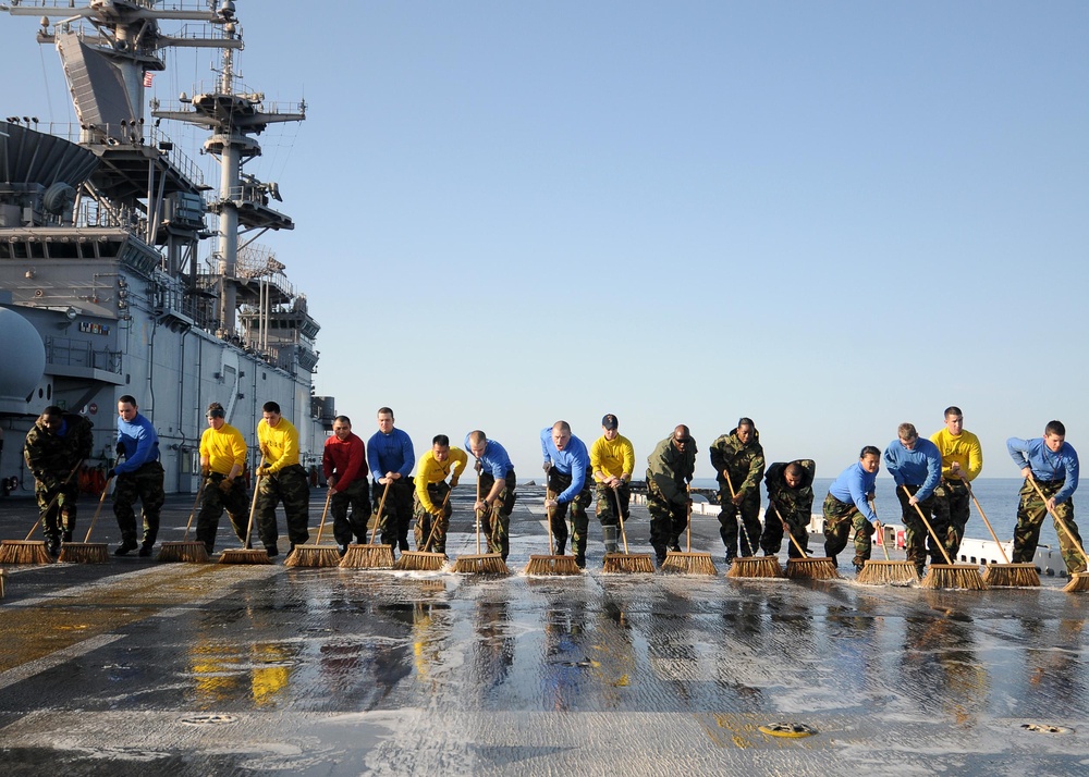 USS Essex Gets Scrubbed Down