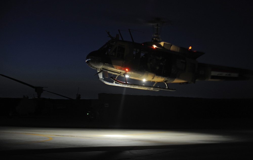 U.S. Huey advisors step back, Iraqis instructors take lead