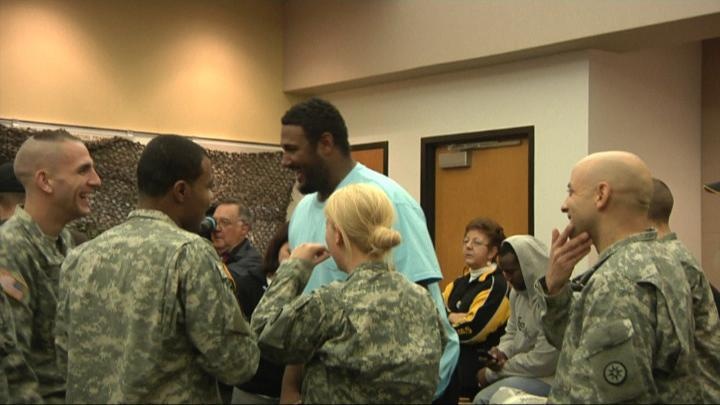 NFL Players Support Army Reserve soldiers