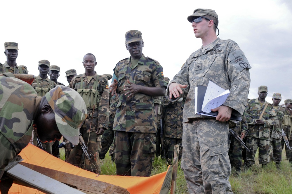 UPDF, Georgia NG soldiers carve DZs, understanding out of Ugandan bush during AD11