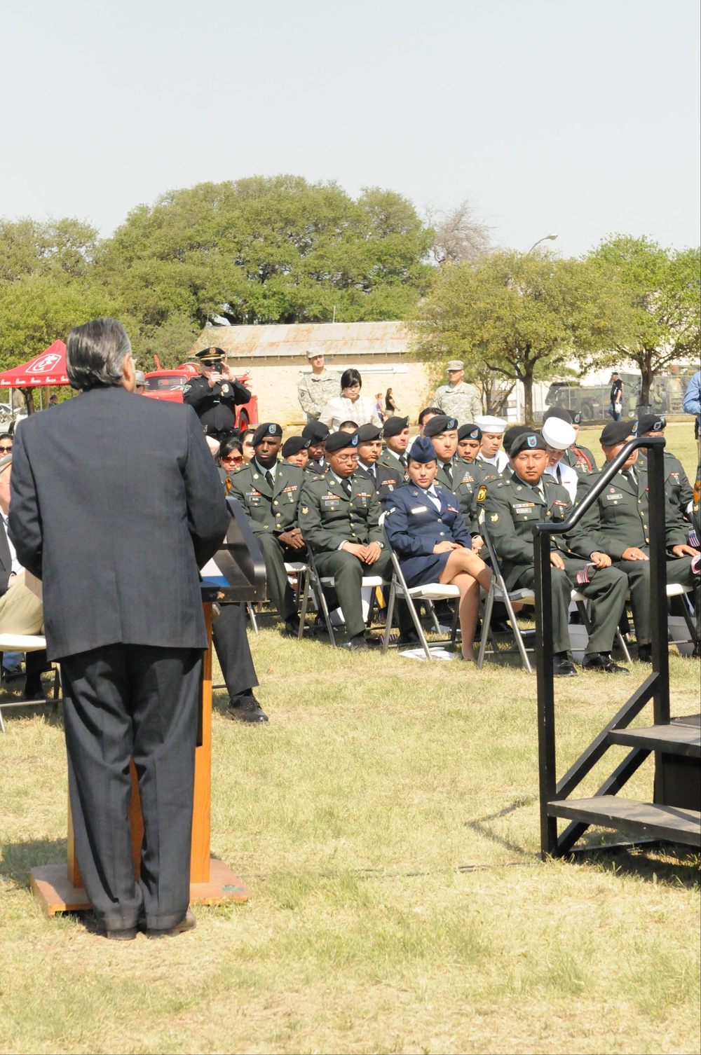 Service members participate in naturalization ceremony during American Heroes Air Show on Camp Mabry