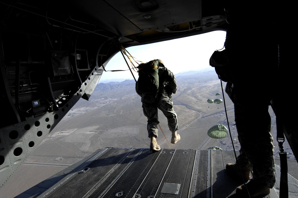 820th Airborne Red Horse conduct air drop and sling load training on Nellis AFB