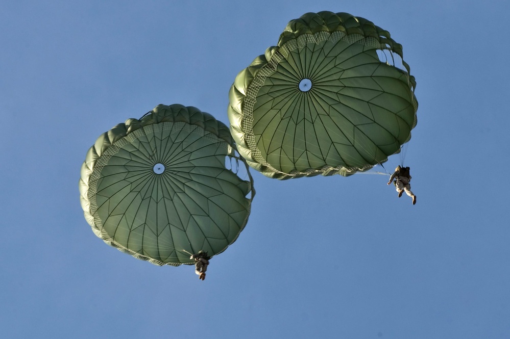 820th Airborne Red Horse conduct air drop and sling load training on Nellis AFB