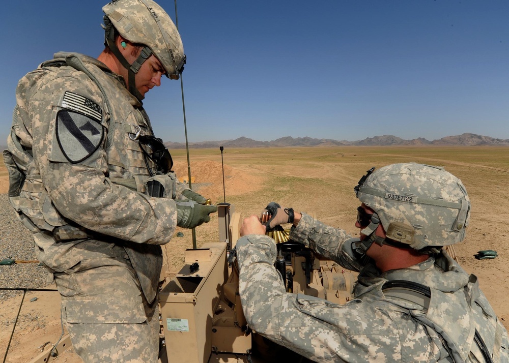US Soldiers familiarize themselves with their weapons before missions.