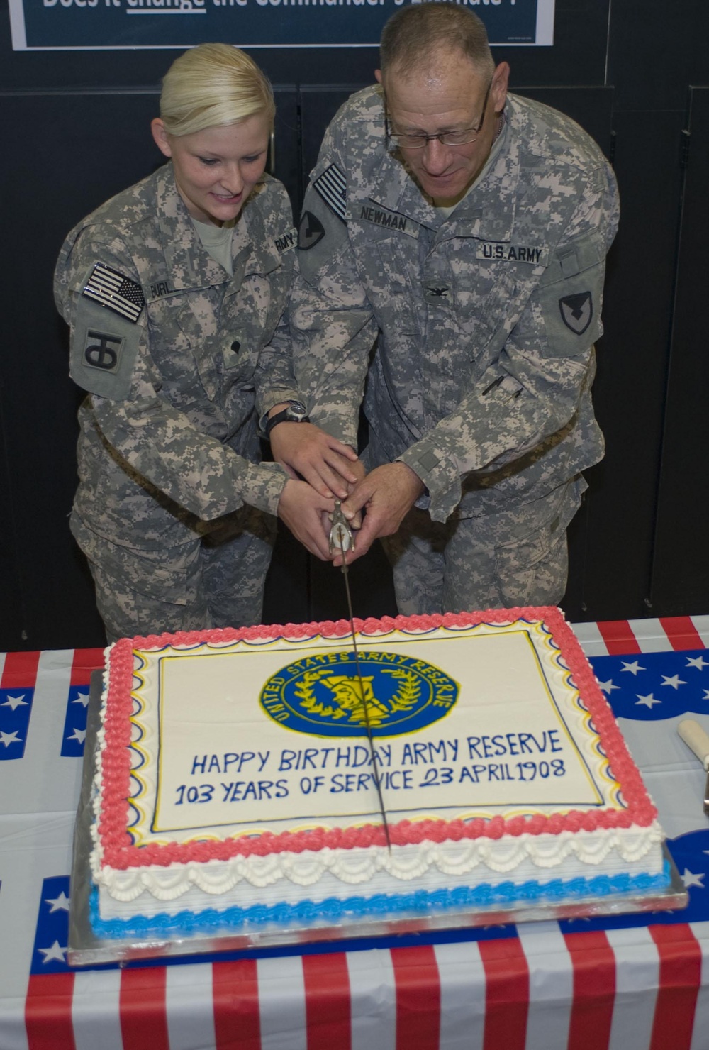 Third Army soldiers celebrate the 103rd Army Reserve Birthday