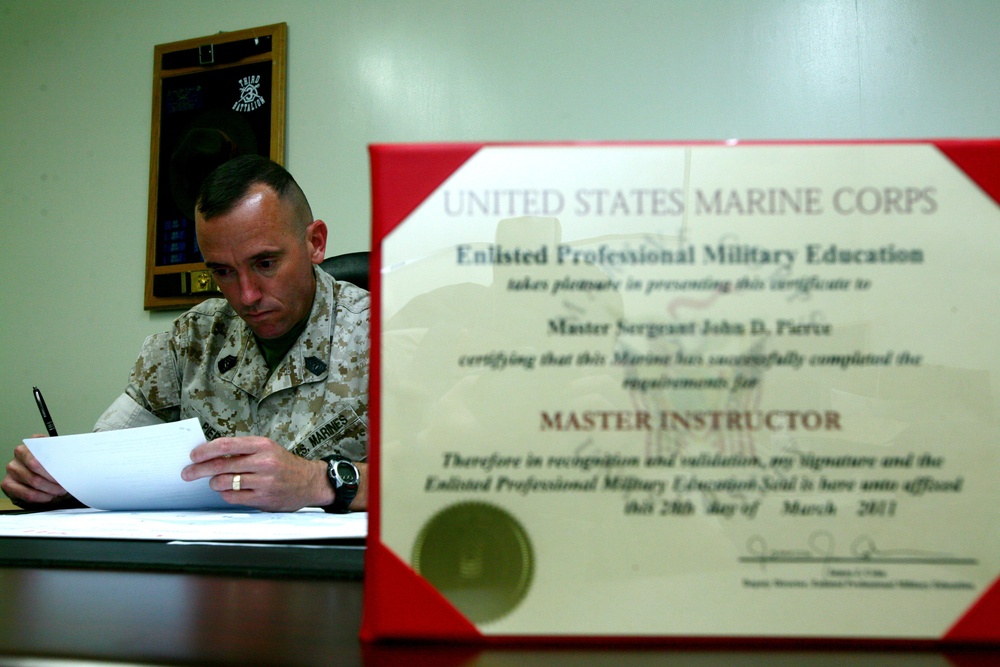 Master Instructor Award; Instructors at SNCO Academy achieve highest tier of education