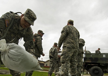 National Guard Sandbags Southern Indiana Rivers