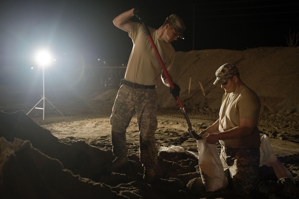 Indiana National Guard soldiers work through night toward 100,000 sandbags goal