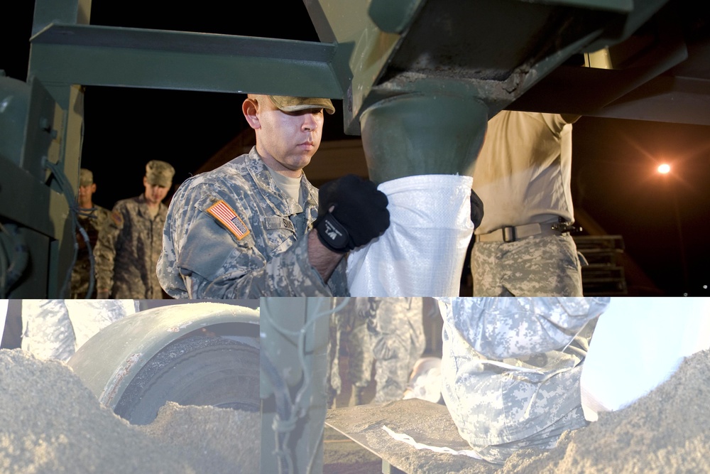Indiana National Guard soldiers work through night toward 100,000 sandbags goal
