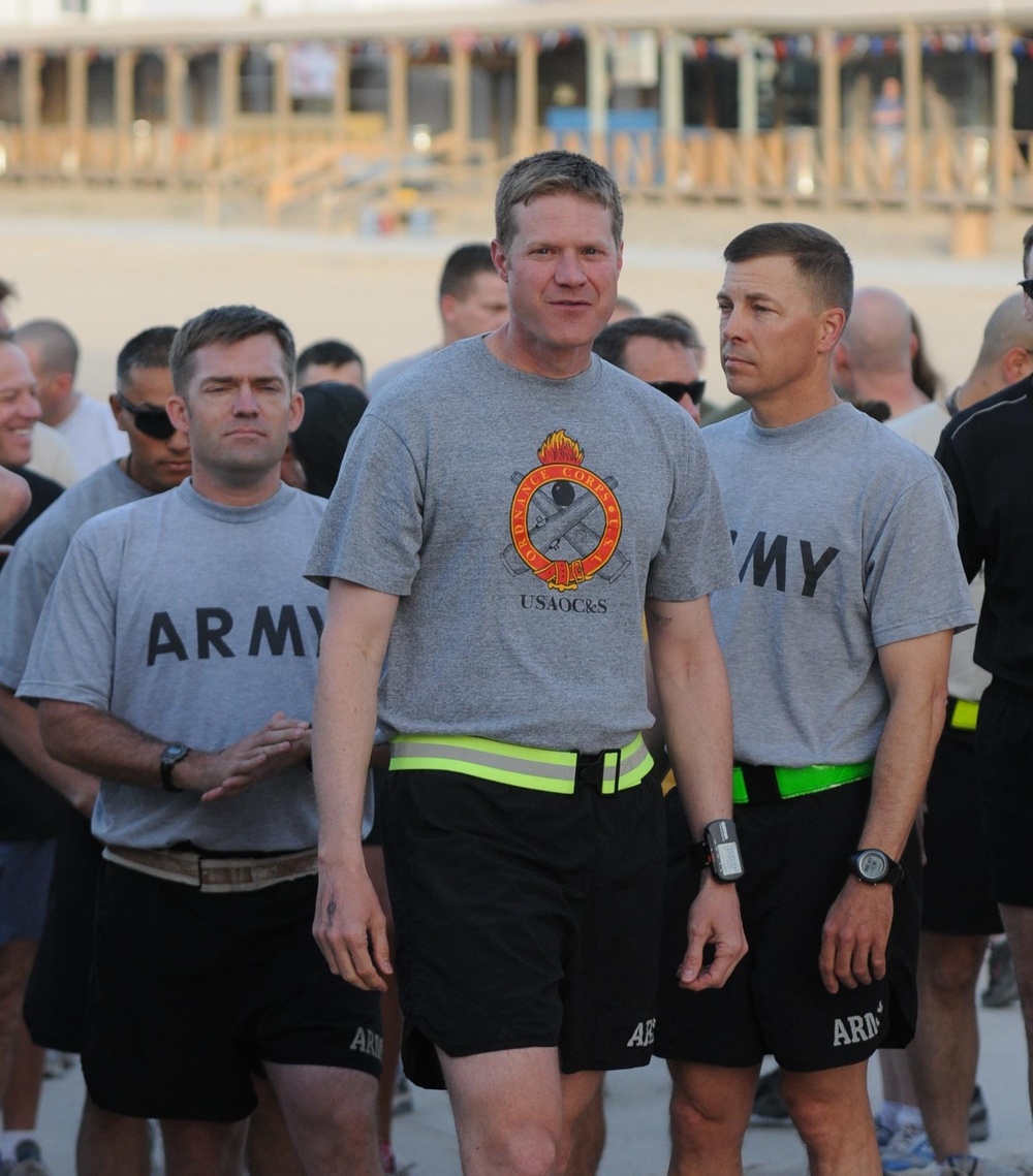 Going bald for UK cancer research at Kandahar Airfield, Afghanistan