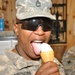 Cooling off with ice cream at Kandahar Airfield