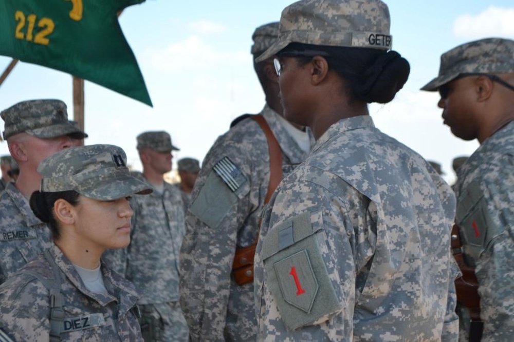 ‘Dragoon’ Company soldiers receive combat patches during ceremony