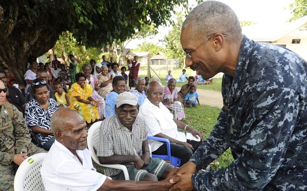 Pacific Partnership commander meets oldest man in Hog Harbor