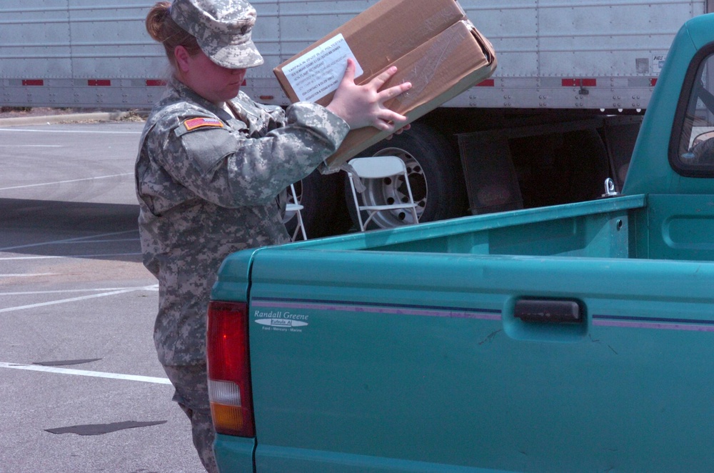 Alabama National Guard distributes aid after tornados.