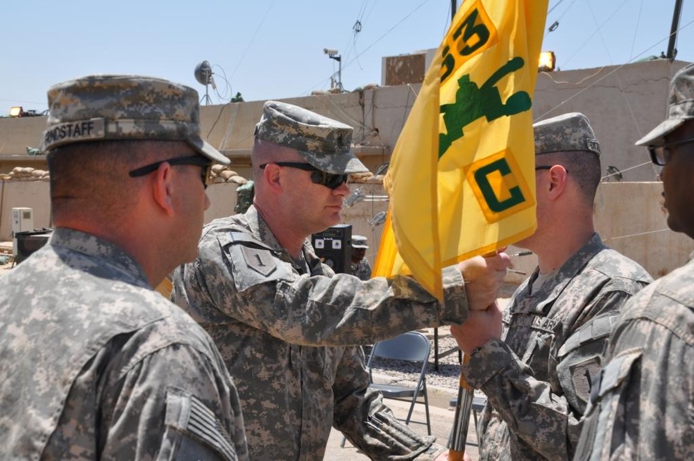 ‘Cobra’ Company conducts a change of responsibility ceremony at Joint Security Station Muthana, Iraq