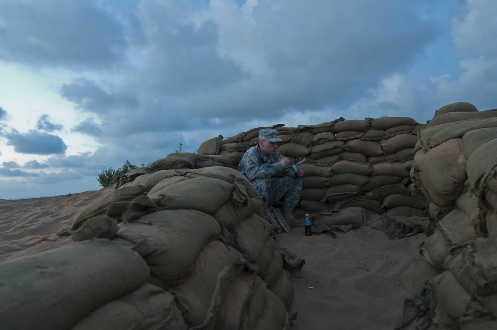 Soldier takes time for a meal