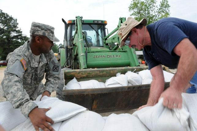 Sandbag operations in Arkansas