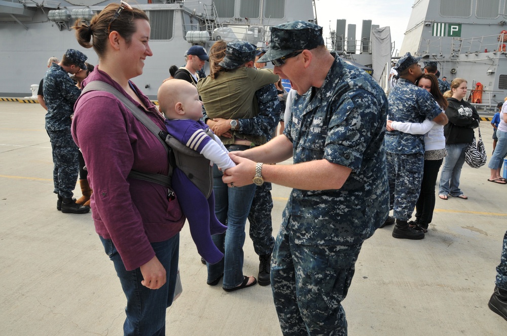 USS Anzio sailors depart Norfolk