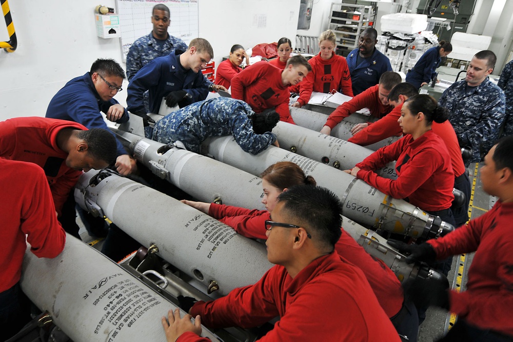 GBU-54 bomb assembly aboard USS Ronald Reagan