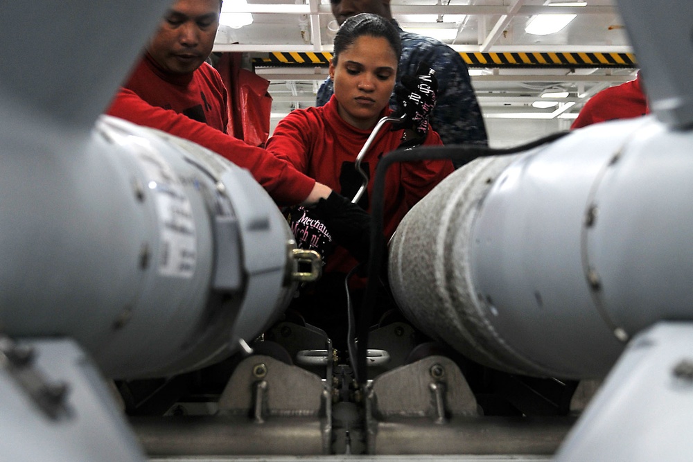 GBU-54 bomb assembly aboard USS Ronald Reagan