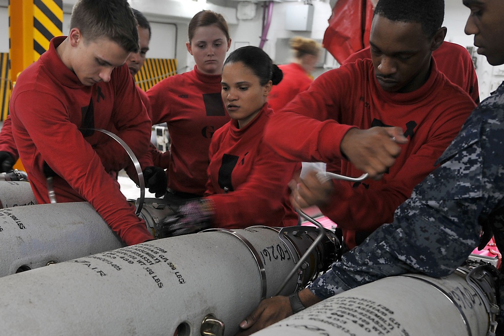 GBU-54 bomb assembly aboard USS Ronald Reagan