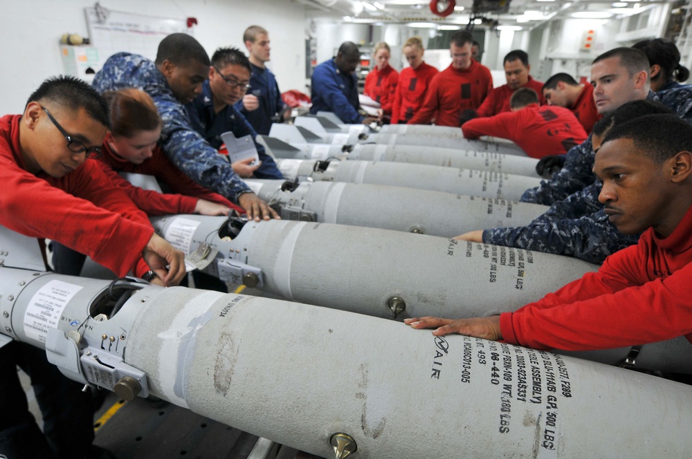 GBU-54 bomb assembly aboard USS Ronald Reagan