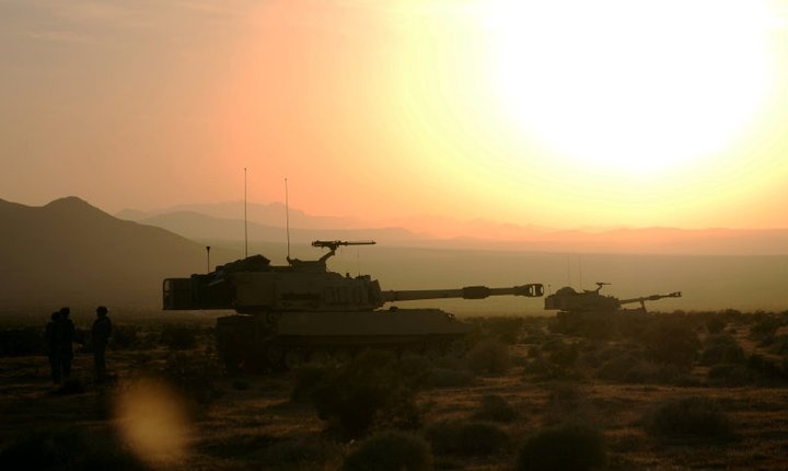 Paladin Howitzers at Sunset