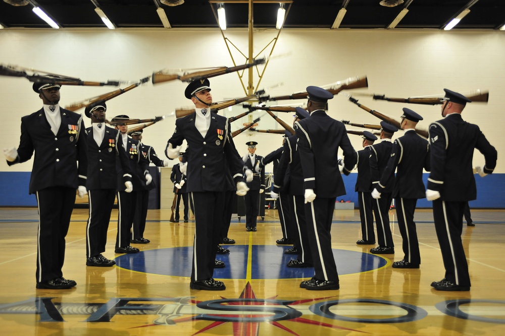 U.S. Air Force Honor Guard Drill Team visits Cannon AFB