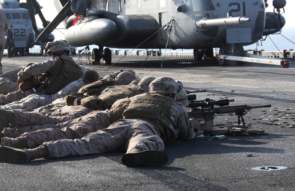 22nd MEU Snipers Take Aim on USS Bataan