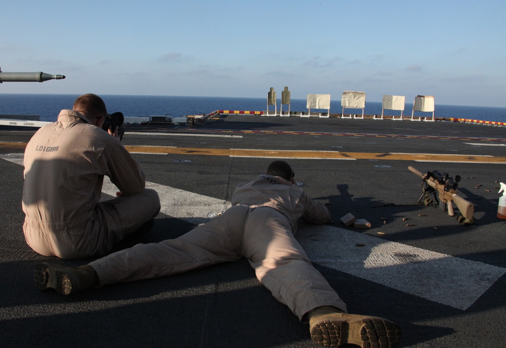 22nd MEU Snipers Take Aim on USS Bataan