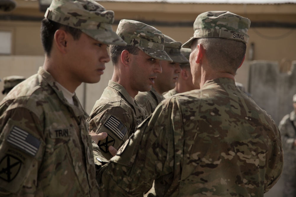 Combat patch ceremony held at Kandahar Airfield