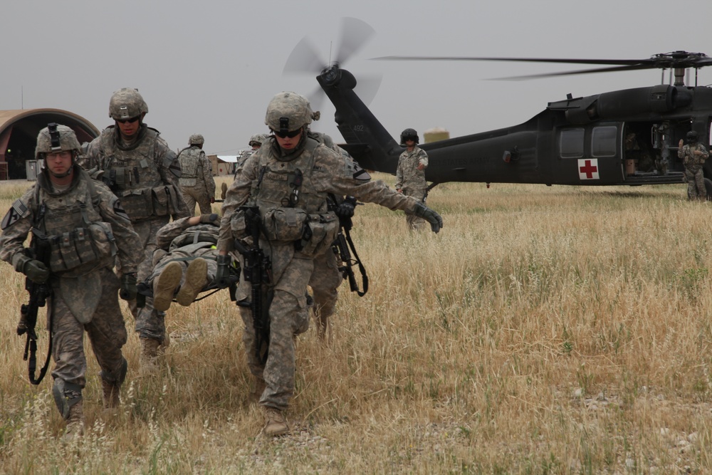 Medical evacuation training at COS Warrior