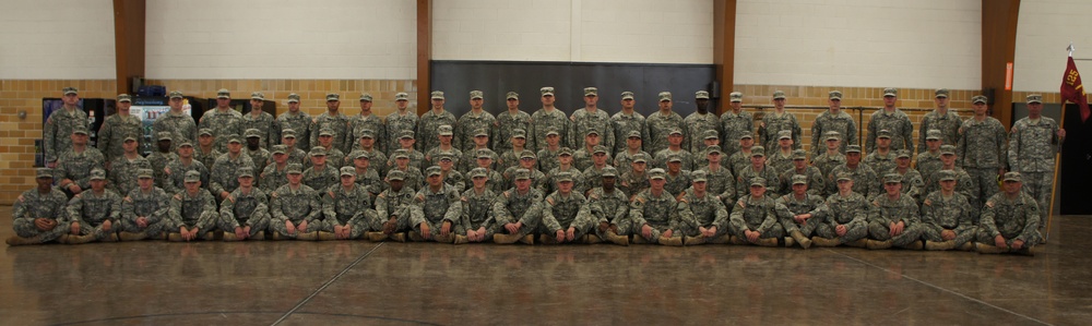 Soldiers from Charlie Battery 1st Battalion 125th Field Artillery, 1st Brigade Combat Team, 34th Infantry Division at the Anoka Armory on May 15, 2011.