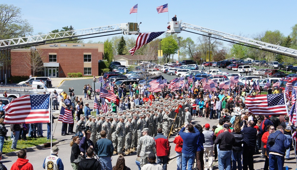 Charlie Battery 1st Battalion 125th Field Artillery, 1st Brigade Combat Team, 34th Infantry Division departure ceremony at Goodrich Field in Anoka, Minn on May 15, 2011.