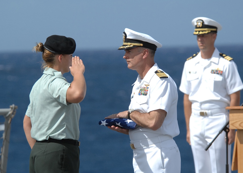 USS Cleveland burial at sea ceremony