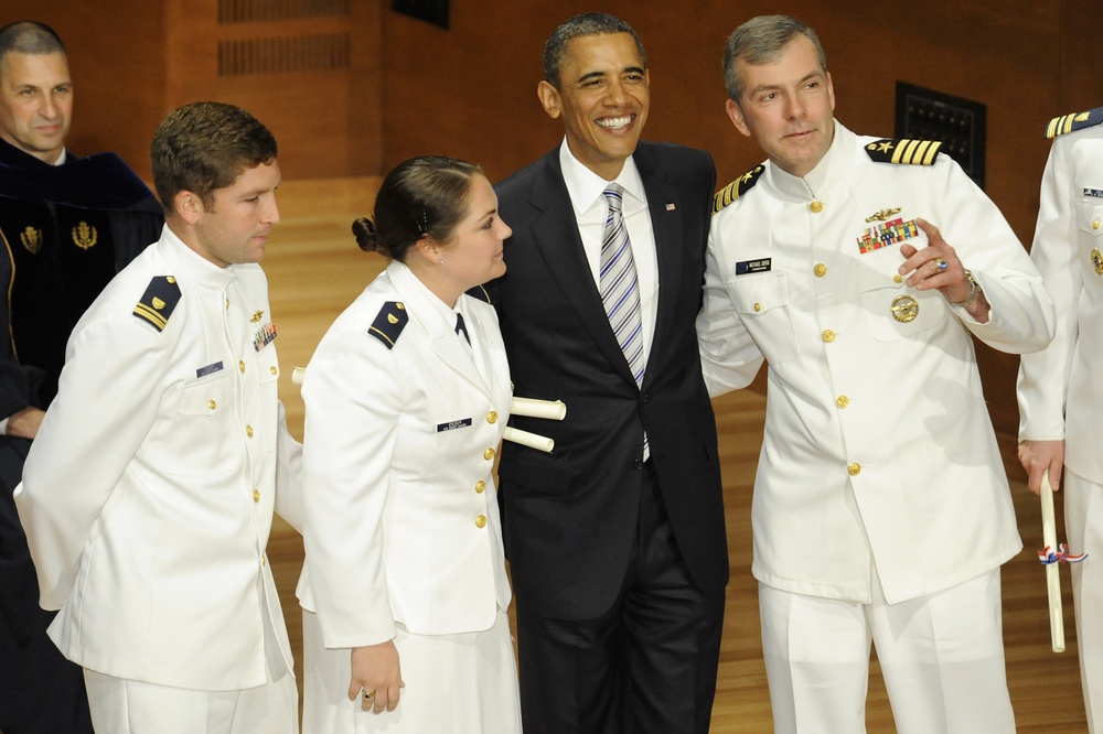 President Obama with Coast Guard Academy graduates