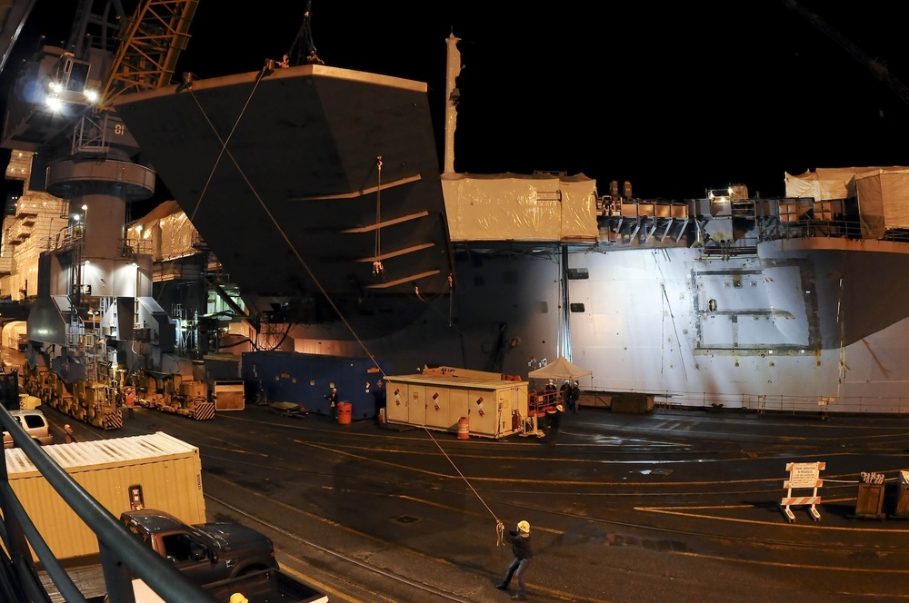 USS Nitmtz in dry dock in Bremerton