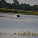 Boat becomes vehicle substitute over flooded land