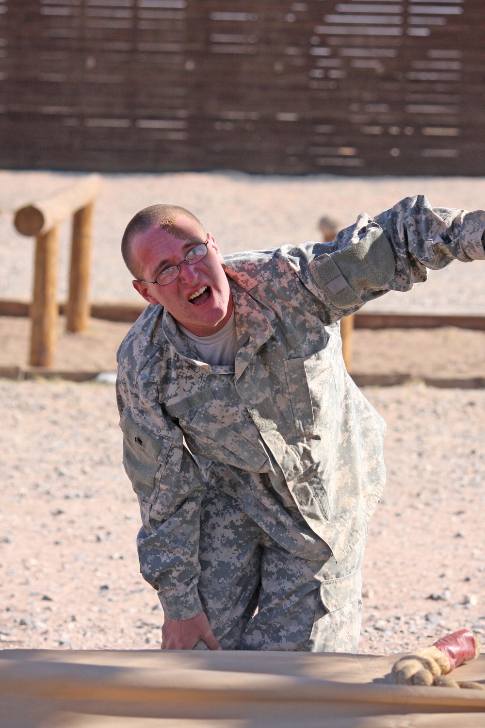 'Gunner' soldiers participate in Fort Bliss obstacle course