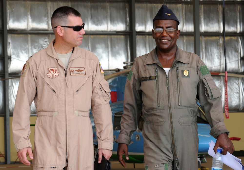 US Air Force Col. Michael D. Morelock, 449th Air Expeditionary Group commander meets with DJAF