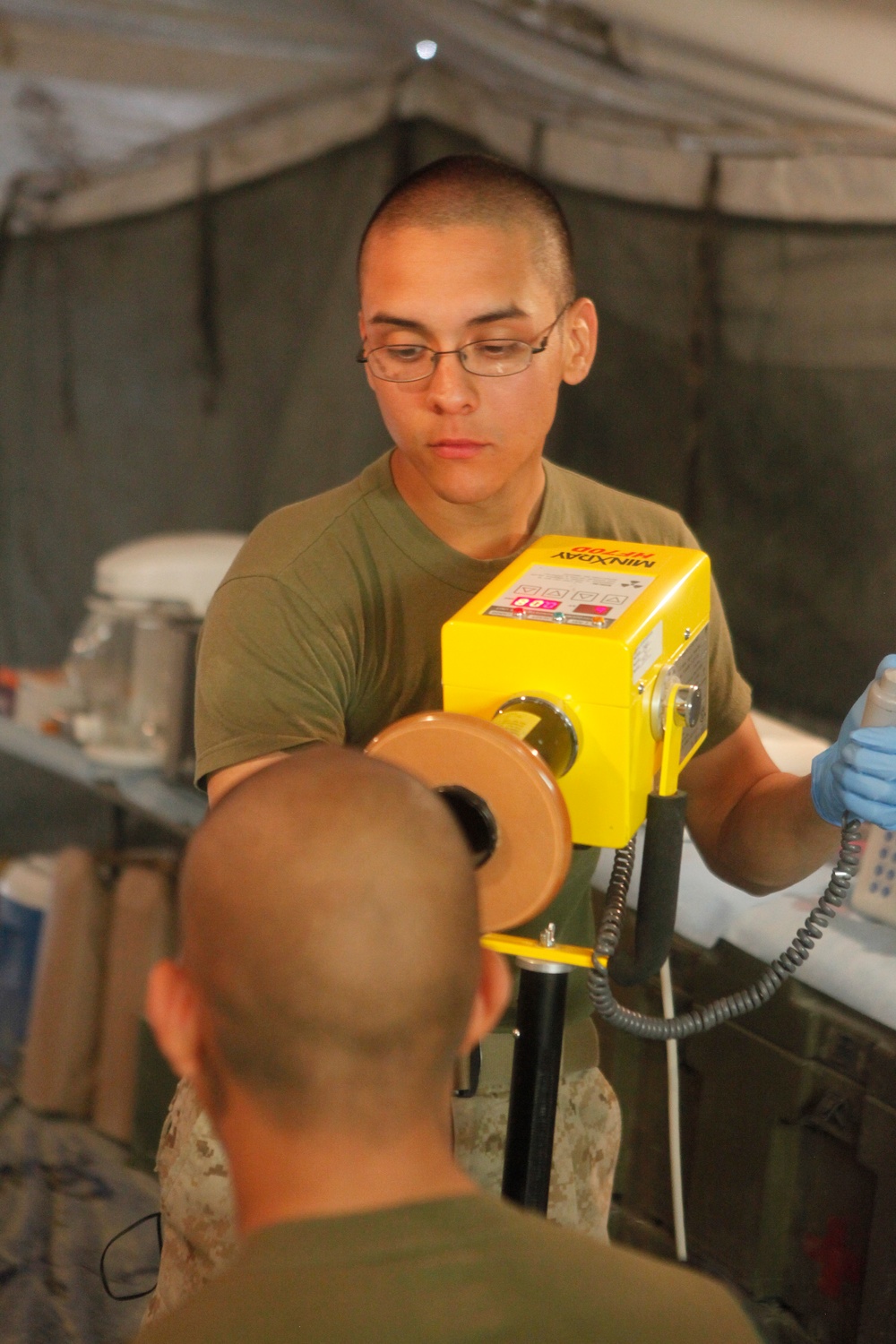 Sailors set up field dental station