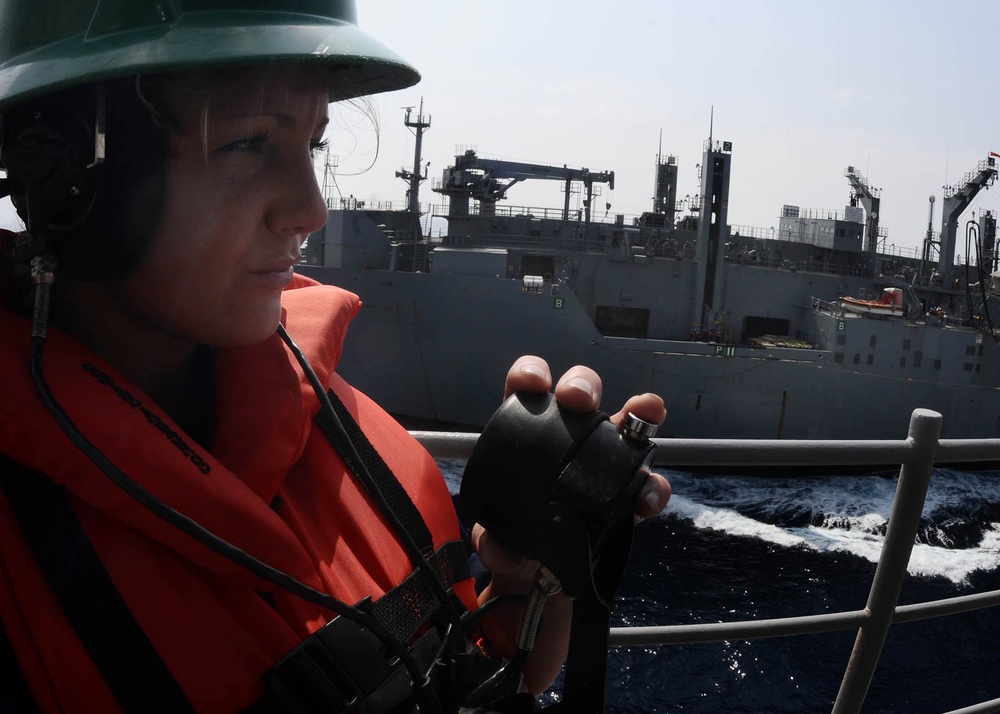 USS Bataan refueling at sea