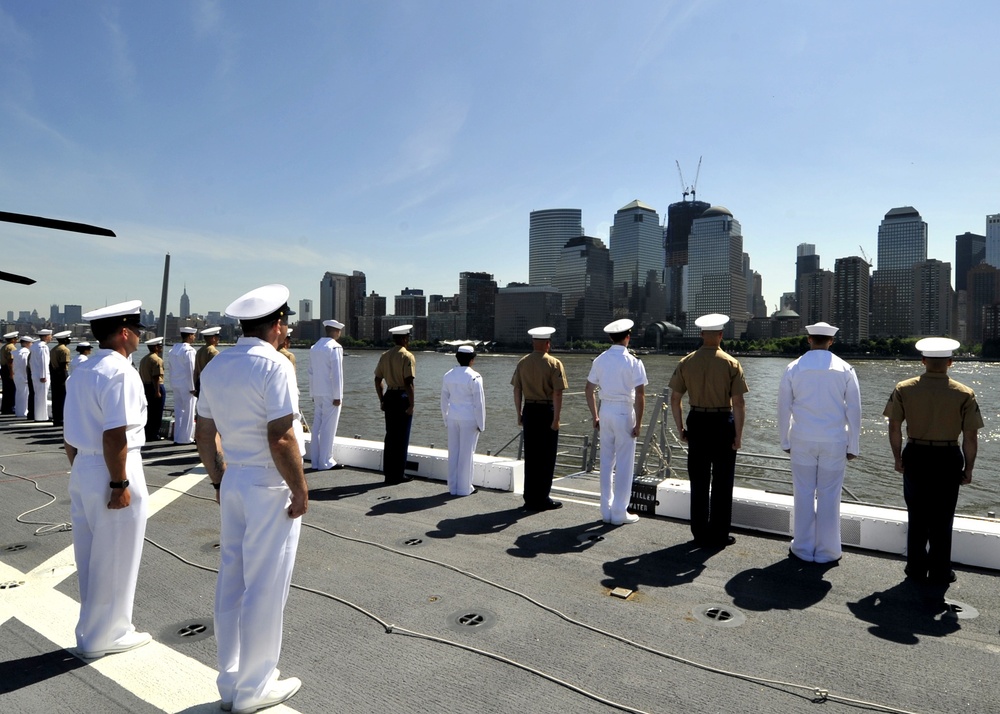 USS New York enters New York Harbor