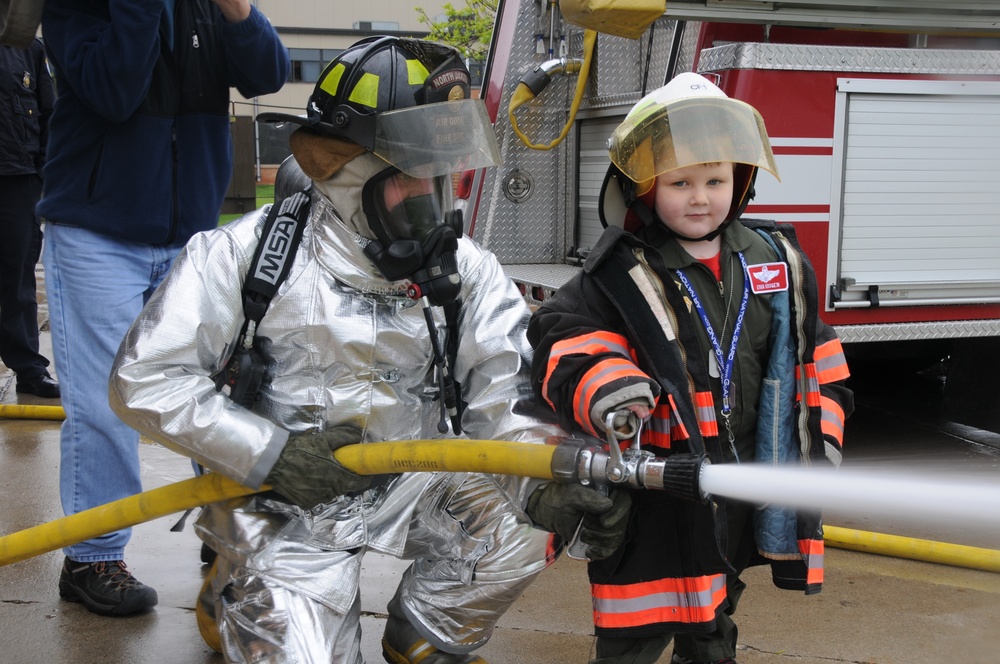 Young boy is pilot for the day at 119th Wing
