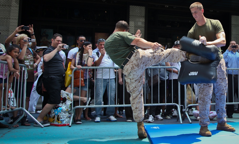 Marines demonstrate martial arts at Times Square