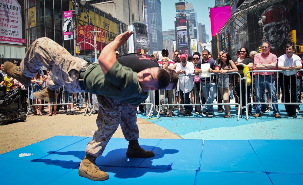 Marines demonstrate martial arts in Times Square